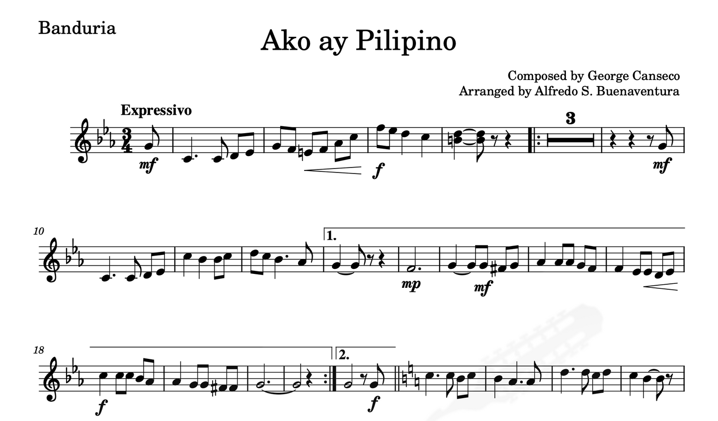 Ako ay Pilipino - Rondalla Sheet Music by Musicondalla