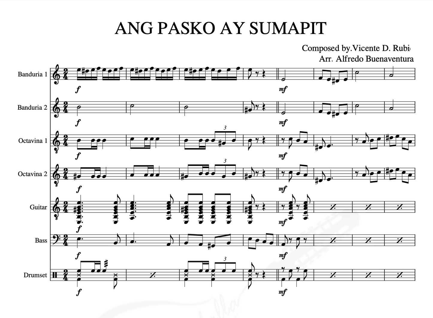 Ang Pasko ay Sumapit Full Score and Parts Sheet Music