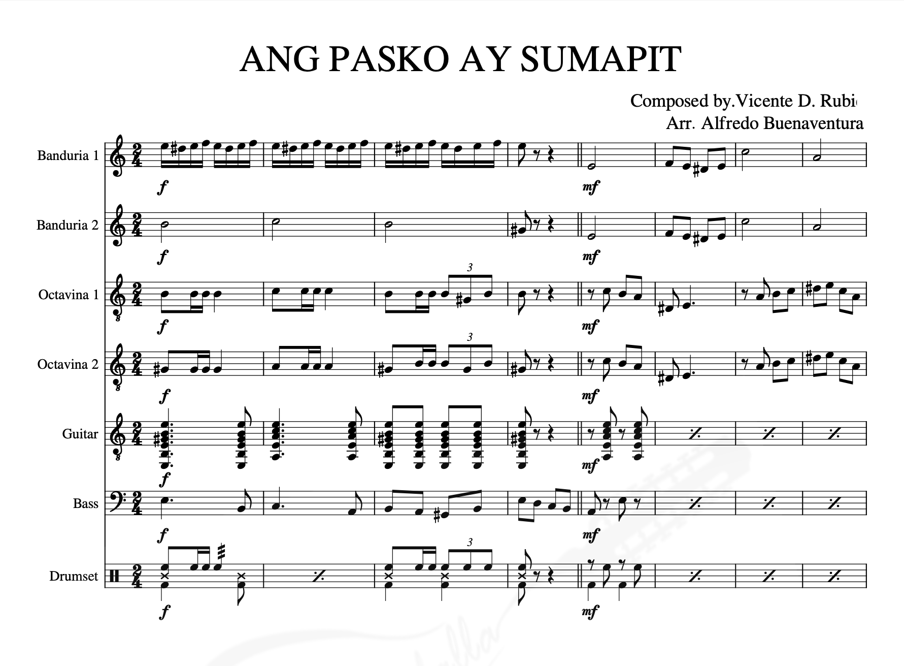 Ang Pasko ay Sumapit Full Score and Parts Sheet Music