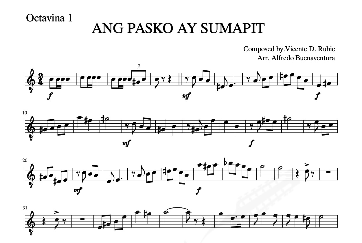 Ang Pasko ay Sumapit - Rondalla Sheet Music by Musicondalla