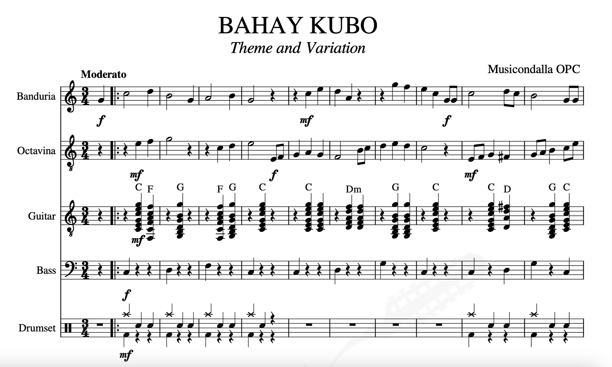 Bahay Kubo Sheet Music