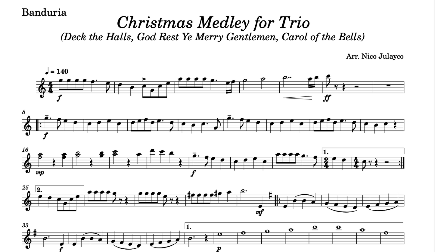 Christmas Medley for Trio (Deck the Halls, God Rest Ye Merry Gentlemen, Carol of the Bells)