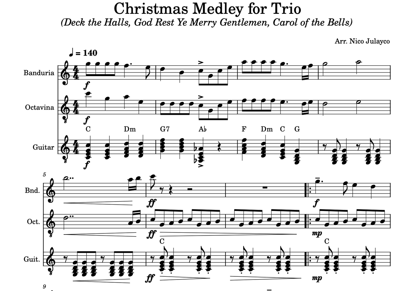 Christmas Medley for Trio (Deck the Halls, God Rest Ye Merry Gentlemen, Carol of the Bells)