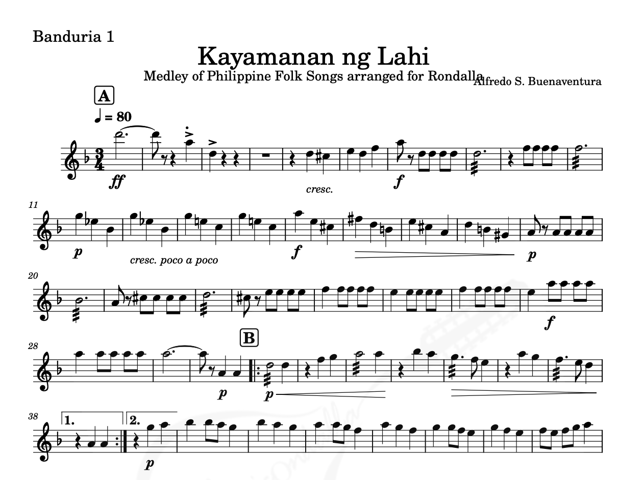 Kayamanan ng Lahi - Rondalla Sheet Music by Musicondalla