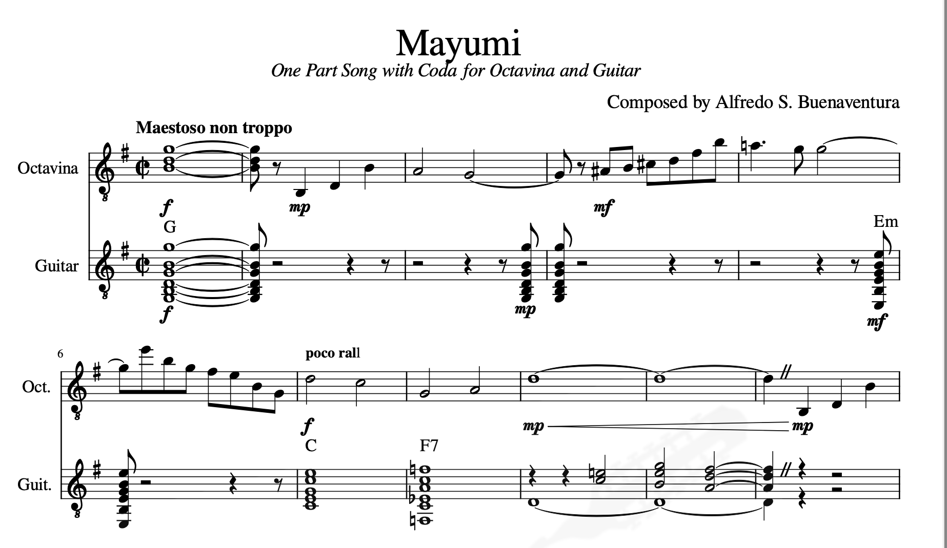 Mayumi - Rondalla Sheet Music by Musicondalla