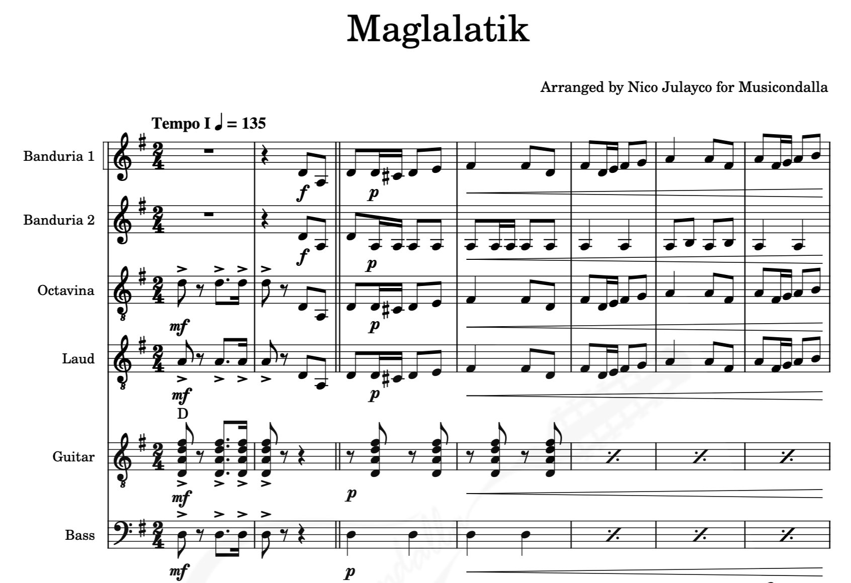 Maglalatik - Rondalla Sheet Music by Musicondalla