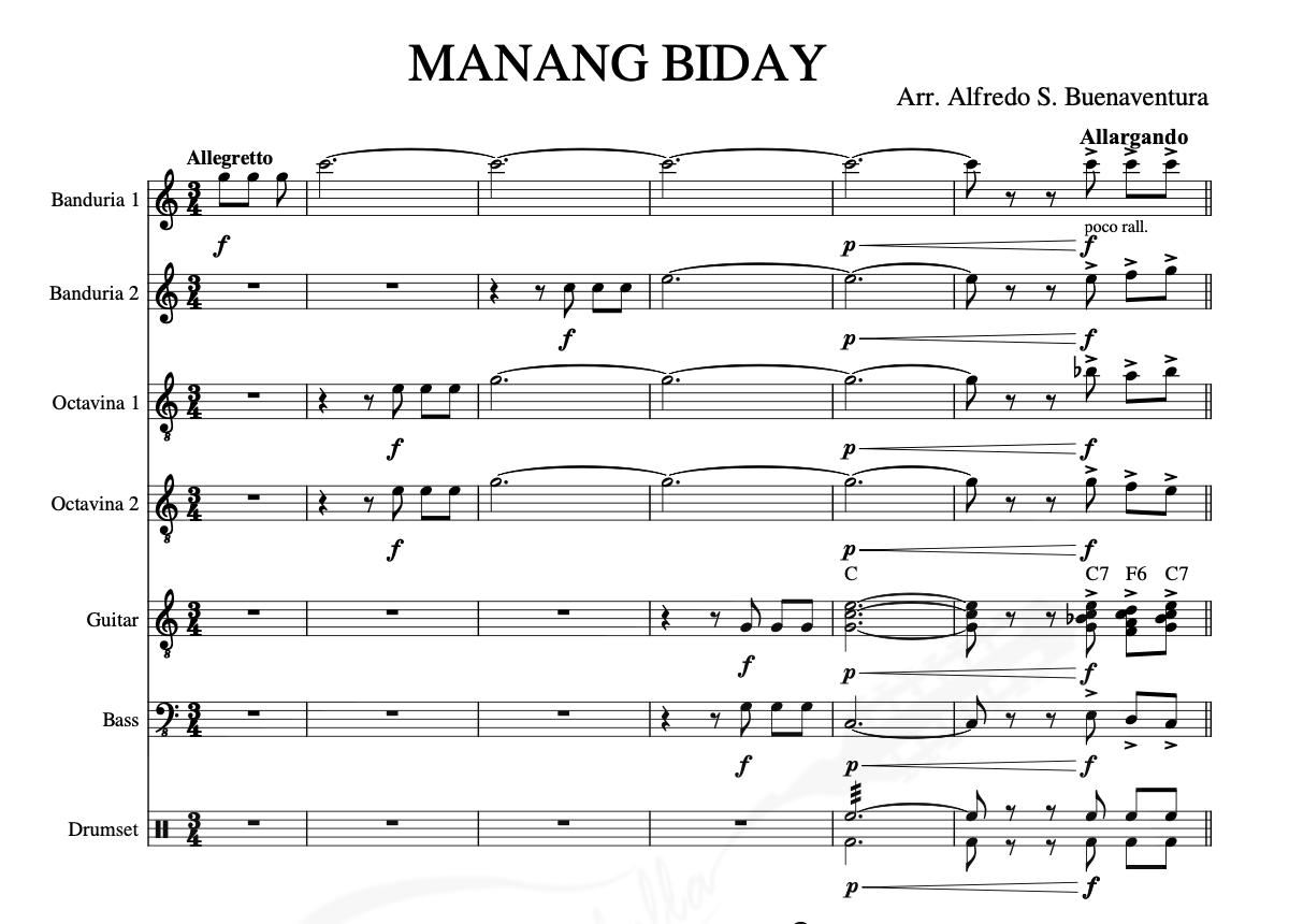 Manang Biday - Rondalla Sheet Music by Musicondalla