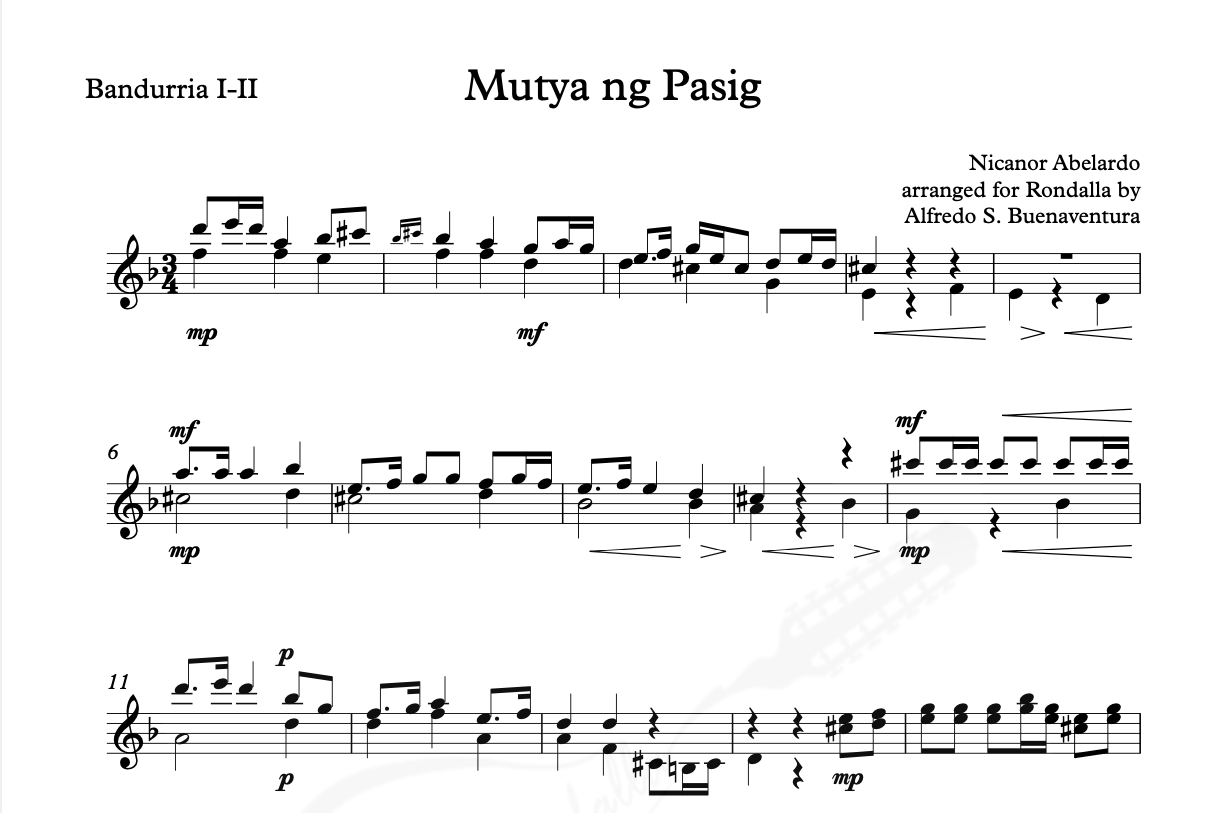 Mutya ng Pasig - Rondalla Sheet Music by Musicondalla