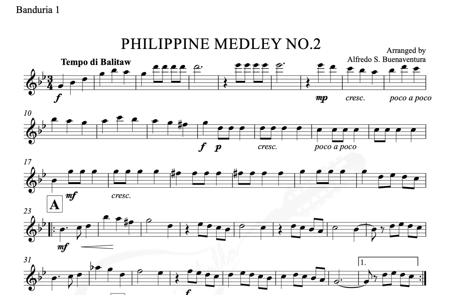 Philippine Medley No. 2 - Rondalla Sheet Music by Musicondalla