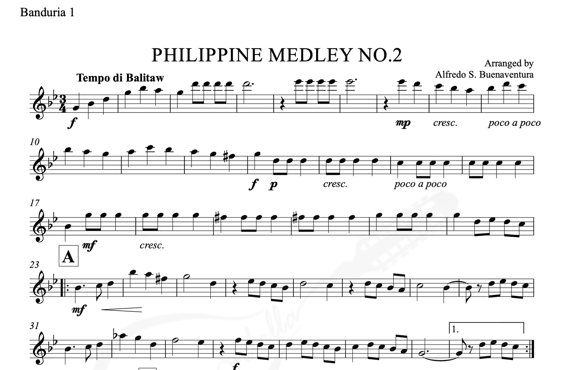 Philippine Medley No. 2 - Rondalla Sheet Music by Musicondalla