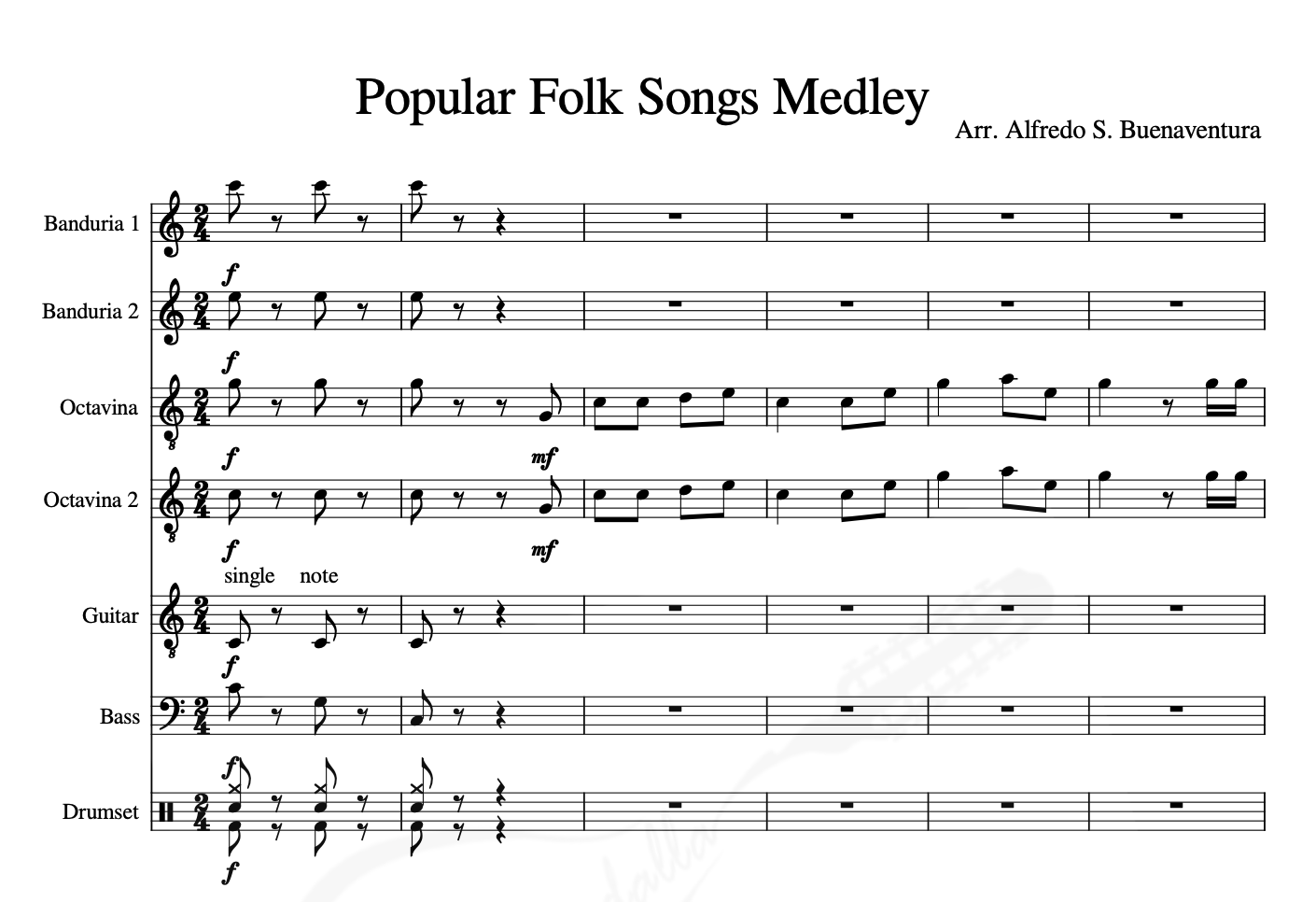 Philippine Folk Songs Collection (Vol. 1) - Rondalla Sheet Music by Musicondalla