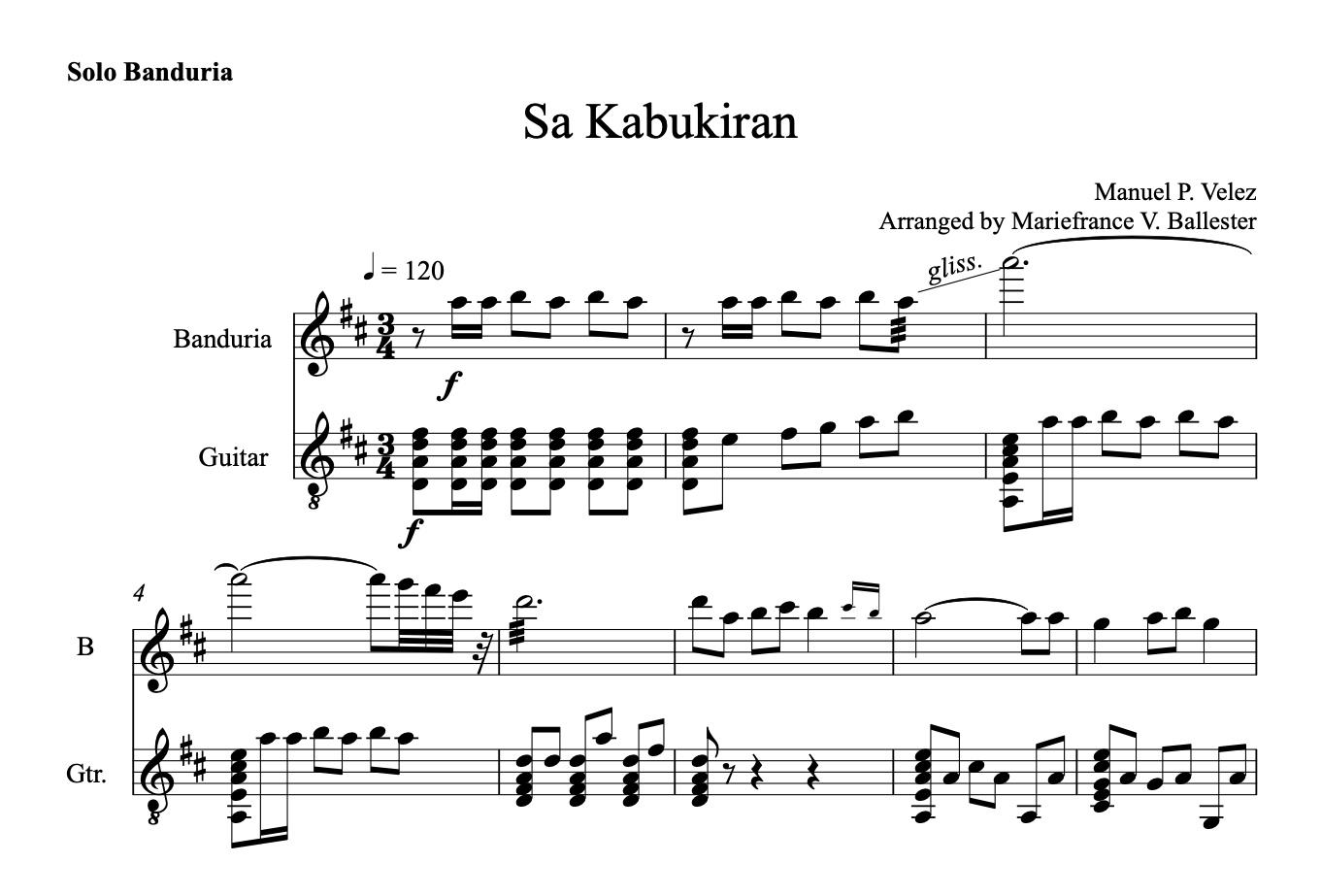 Sa Kabukiran - Rondalla Sheet Music by Musicondalla