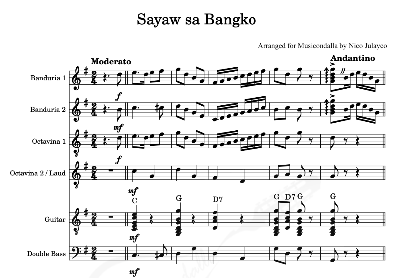 Sayaw sa Bangko - Rondalla Sheet Music by Musicondalla