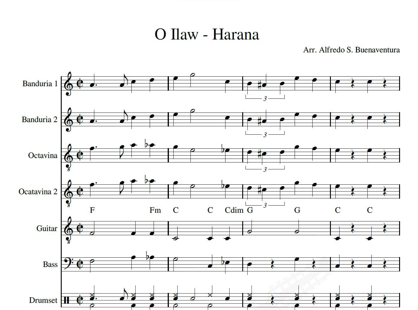 O Ilaw-Harana - Rondalla Sheet Music by Musicondalla