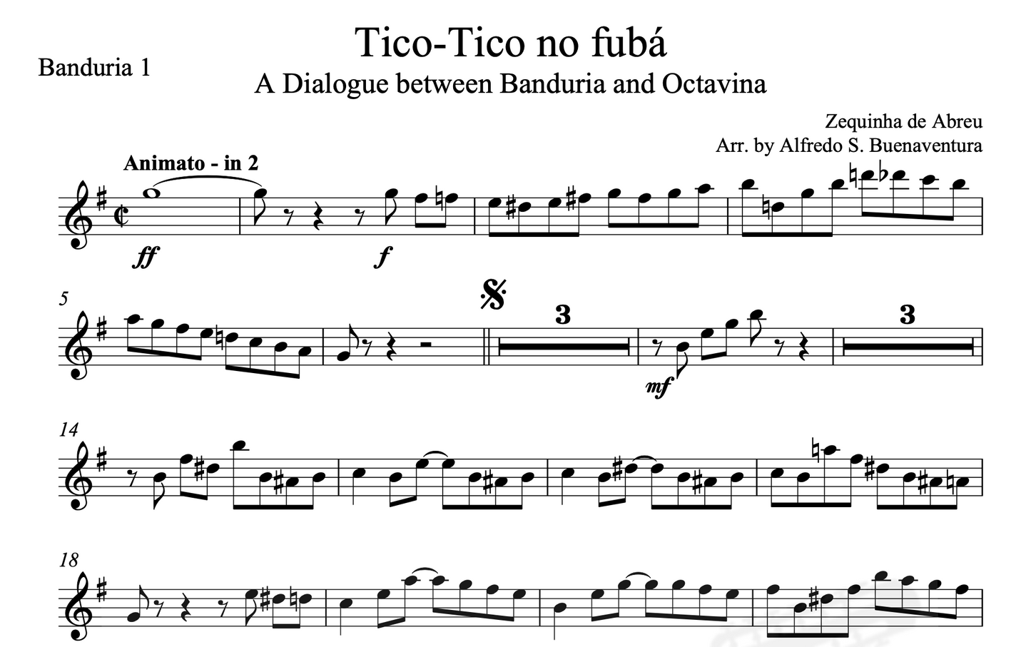 Tico-Tico no Fubá - Rondalla Sheet Music by Musicondalla