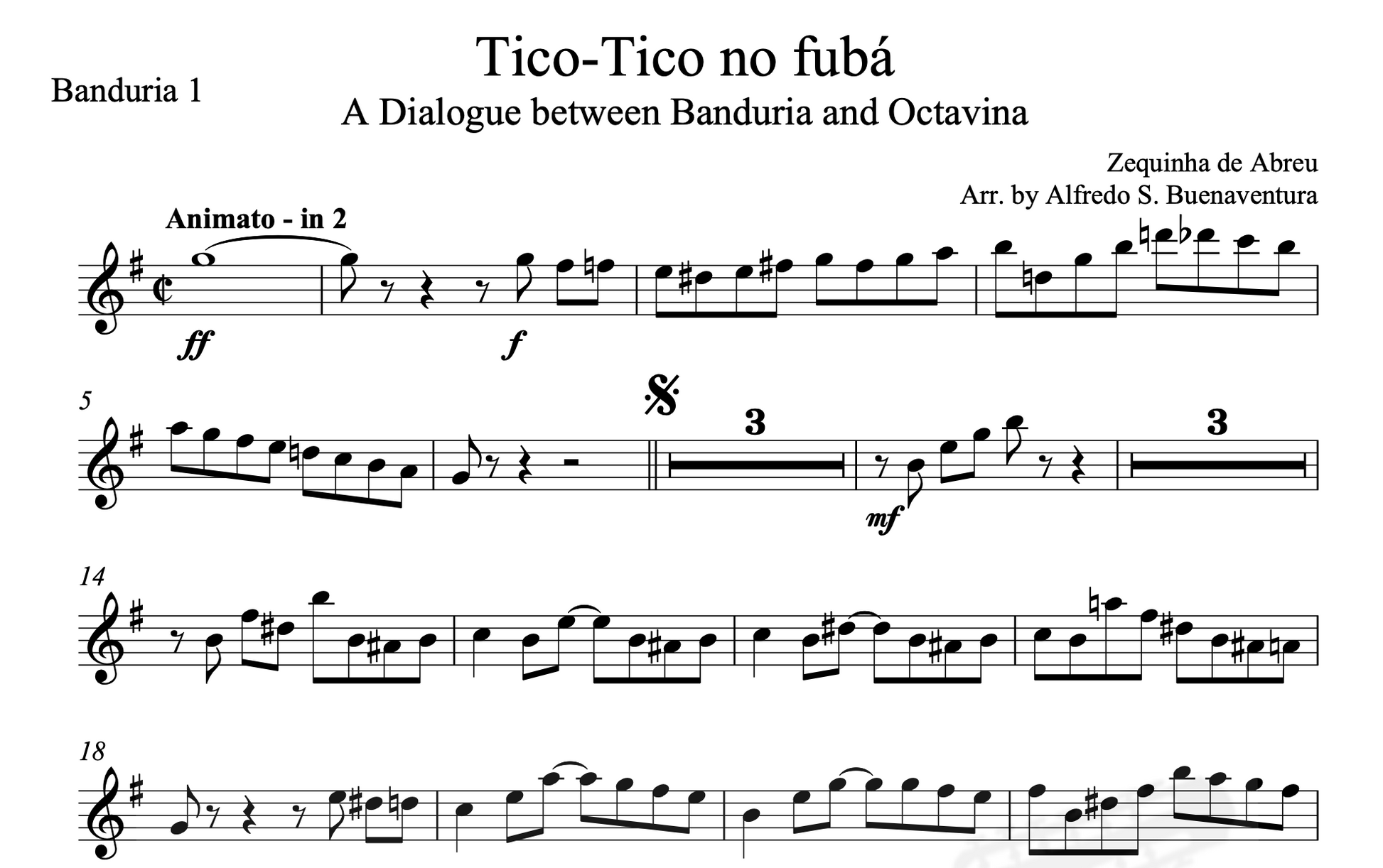 Tico-Tico no Fubá - Rondalla Sheet Music by Musicondalla