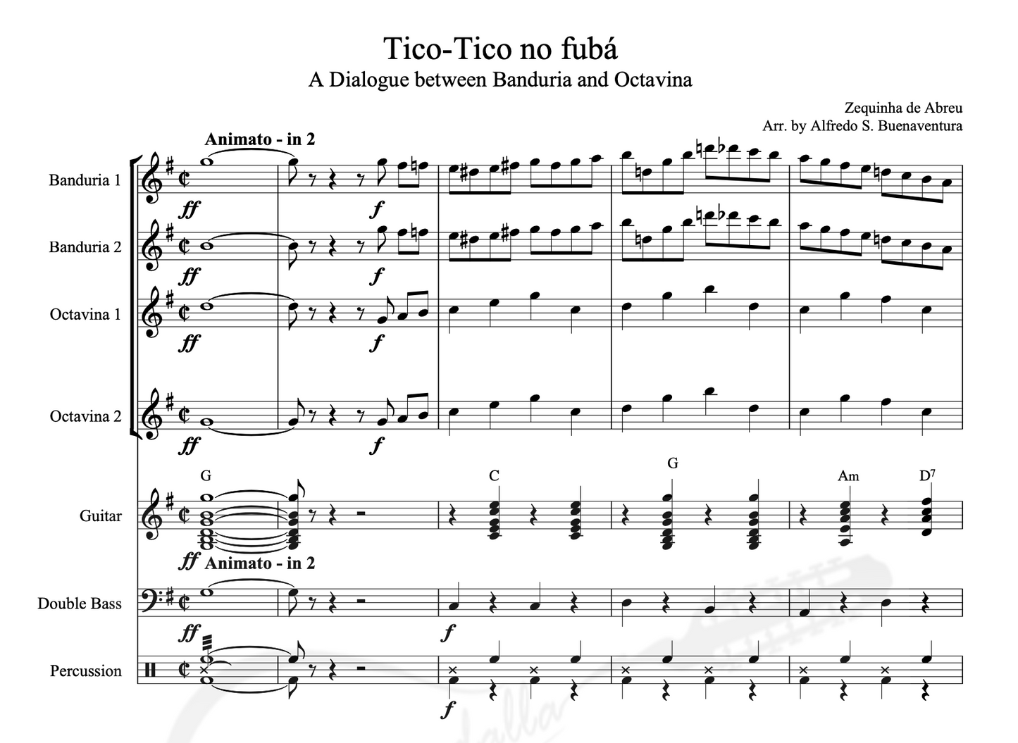 Tico-Tico no Fubá - Rondalla Sheet Music by Musicondalla