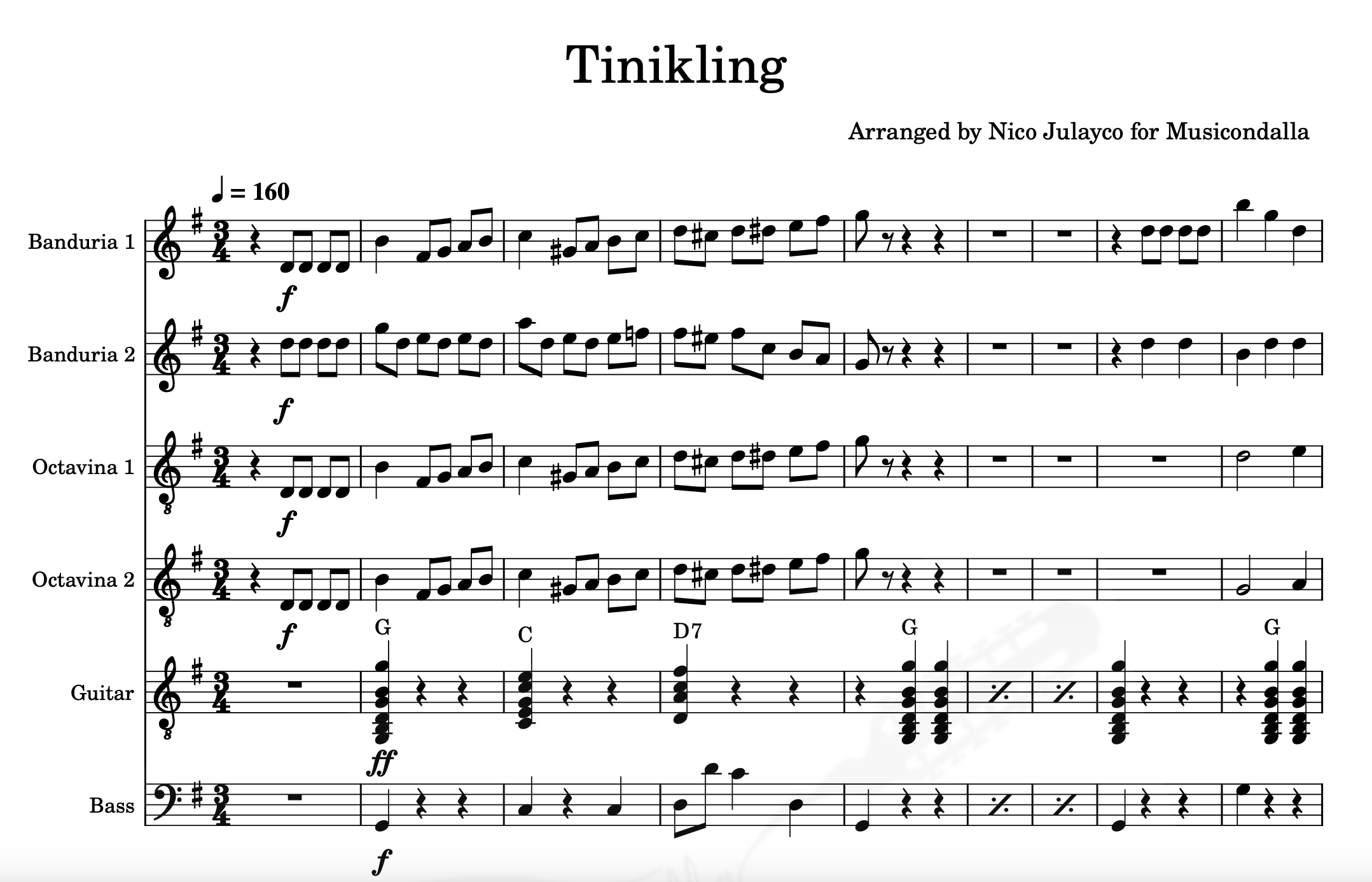 Tinikling (Full Score) – Rondalla Sheet Music by Musicondalla